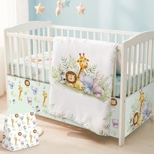 4 Pieces Baby Crib Bedding Set for Girls and Boys, Soft Baby Bedding Set Includi