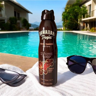 Hawaiian Tropic Royal Tanning Clear Spray Triple Rich Blend 6 oz. NEW HTF