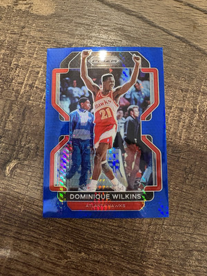   DOMINIQUE WILKINS 2021-22 PRIZM BLUE HYPER HOLO REFRACTOR SSP  # 252
