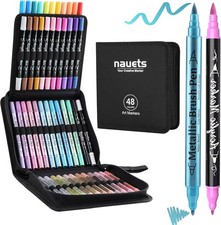 48 Pack Metallic  Acrylic Paint Markers Set - 24 Colors Acrylic  24 Metallic