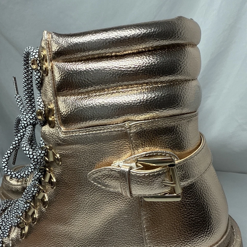 Botas de combate gruesas Cape Robbin oro rosa con cordones Summit para mujer talla 11 M Rave Foto 3 de 4