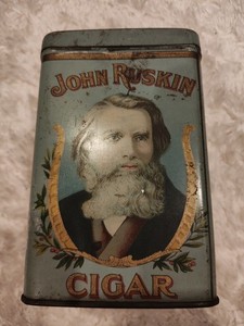 RARE Antique John Ruskin Tin I. Lewis Cigar Mfg. Co. - Vintage 5 Cents Newark NJ