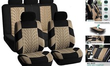 Car Seat Covers Premium Cloth - Universal Fit, Automotive, Low Beige Full Set