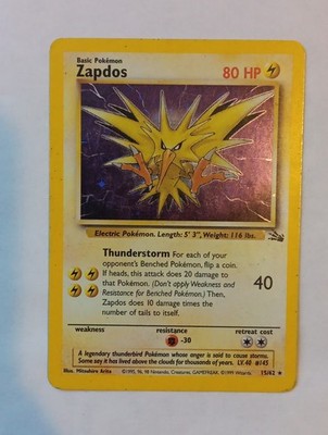 Zapdos 15/62 Fossil Holo Rare Error Holo Vintage Pokémon TCG WOTC