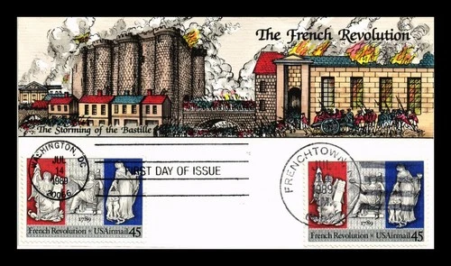 DR JIM STAMPS US COVER FRENCH REVOLUTION FDC DUAL CANCEL COLLINS HAND PAINTED