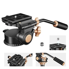Q-08S Heavy Duty Fluid Tripod Head with Handle, 360° Rotation, DSLR/Camcorder