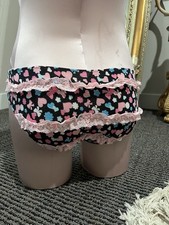 Vintage Y2K Ren Rof Heart Print Lace Ruffle Bikini Panties Size Small
