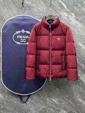 Prada Technical Down Jacket RED with Signature Stand Collar SIZE M/L/XL/2XL/3XL