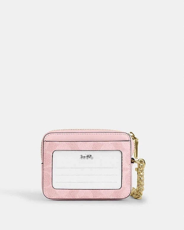 COACH 財布 Coach Zip Card Case In Signature Canvas CW883 POWDER PINK K2430