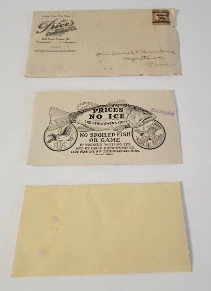 De colección Price's "NO ICE" The Sportman's Friend - Muestra en Env. Original - Minn