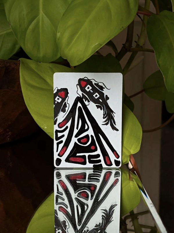 ACEO Original, Abstract Animal Koi Fish, collectible mini painting by Riley Moon