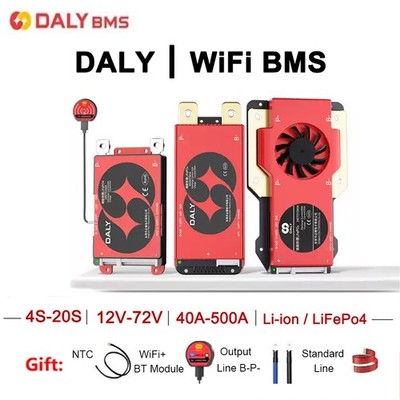 Daly Wifi BMS 4S-20S 12V-72V Li-ion LiFePo4 40A-500A Smart BMS +BT Module Lot