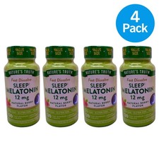 Nature's Truth Melatonin 12mg Berry 120 Fast Dissolve Tablets 4-Pack New 11/2027