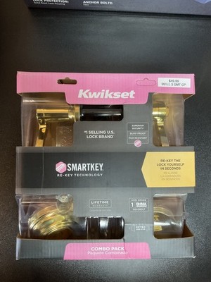 Kwikset SmartKey Combo Pack  New Entry Lever 991LL 3 SMT CP Brass Deadbolt Lock