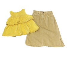 Girls Outfit Set Janie and Jack Zara Size 10 Ruffle Top Yellow Denim Skirt