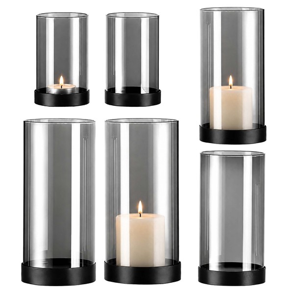 Windlicht Windlichtglas Tischdeko KerzengläSer Kerzenhalter Rauchglas 6Er Set-image