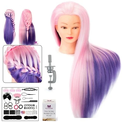 NEVERLAND BEAUTY & HEALTH 24'' Training Head Hair Hairdressing Styling Practise Mannequin Doll Set Rainbow