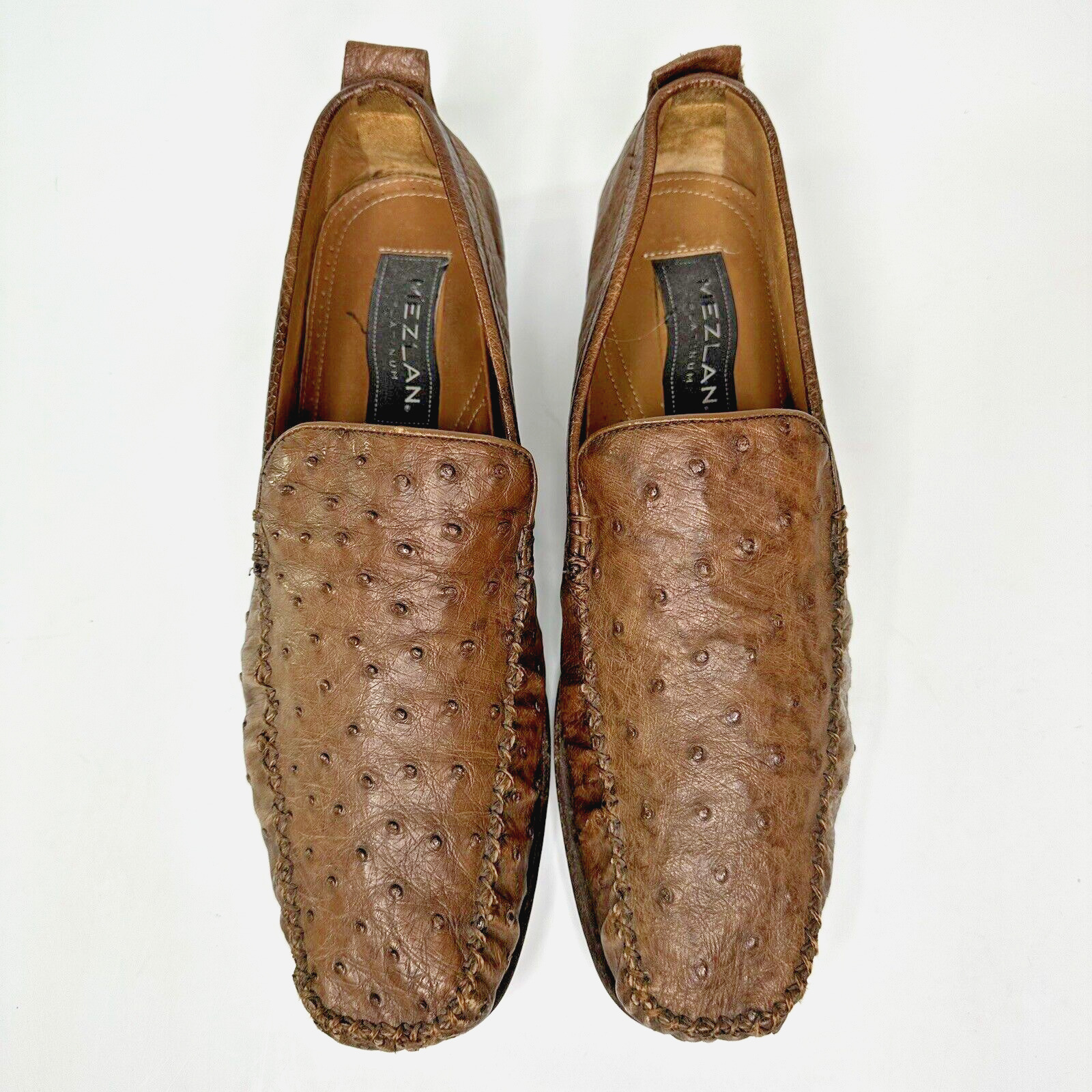 Mezlan Rollini Ostrich Leather Moc Loafers Mens S… - image 1