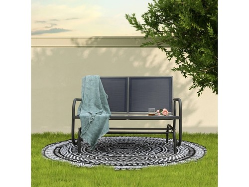 Nuu Garden 2 Seats Outdoor Glider Swing Loveseat Chair - Blue - Picture 6 of 6