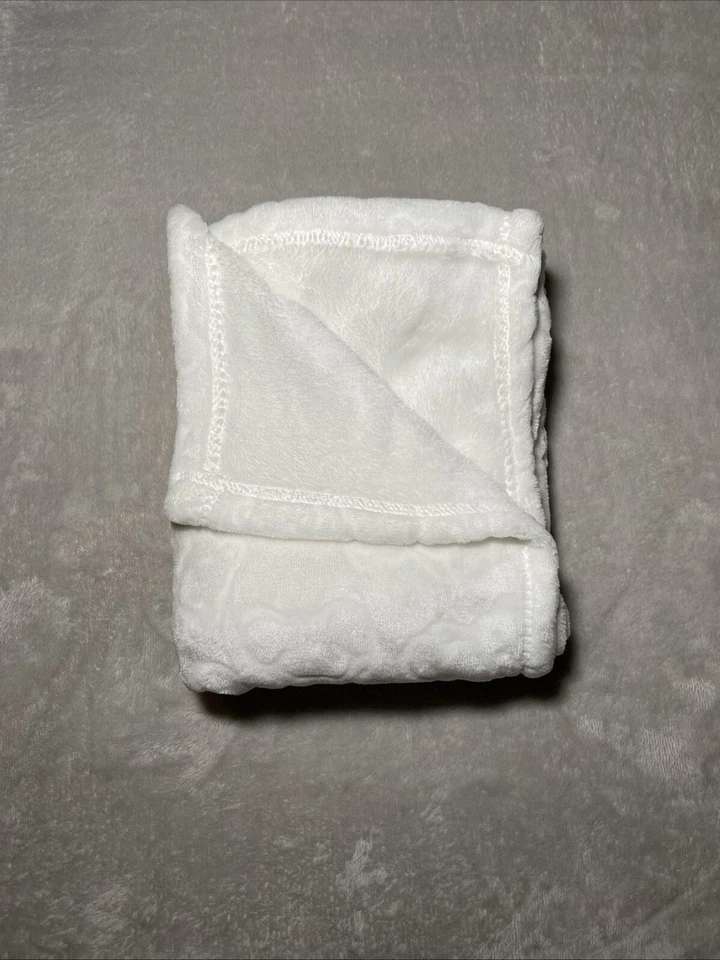 Manta de bebé Baby Starters blanca en relieve oso de peluche suave polar Lovey 30" x 40" Foto 2 de 4