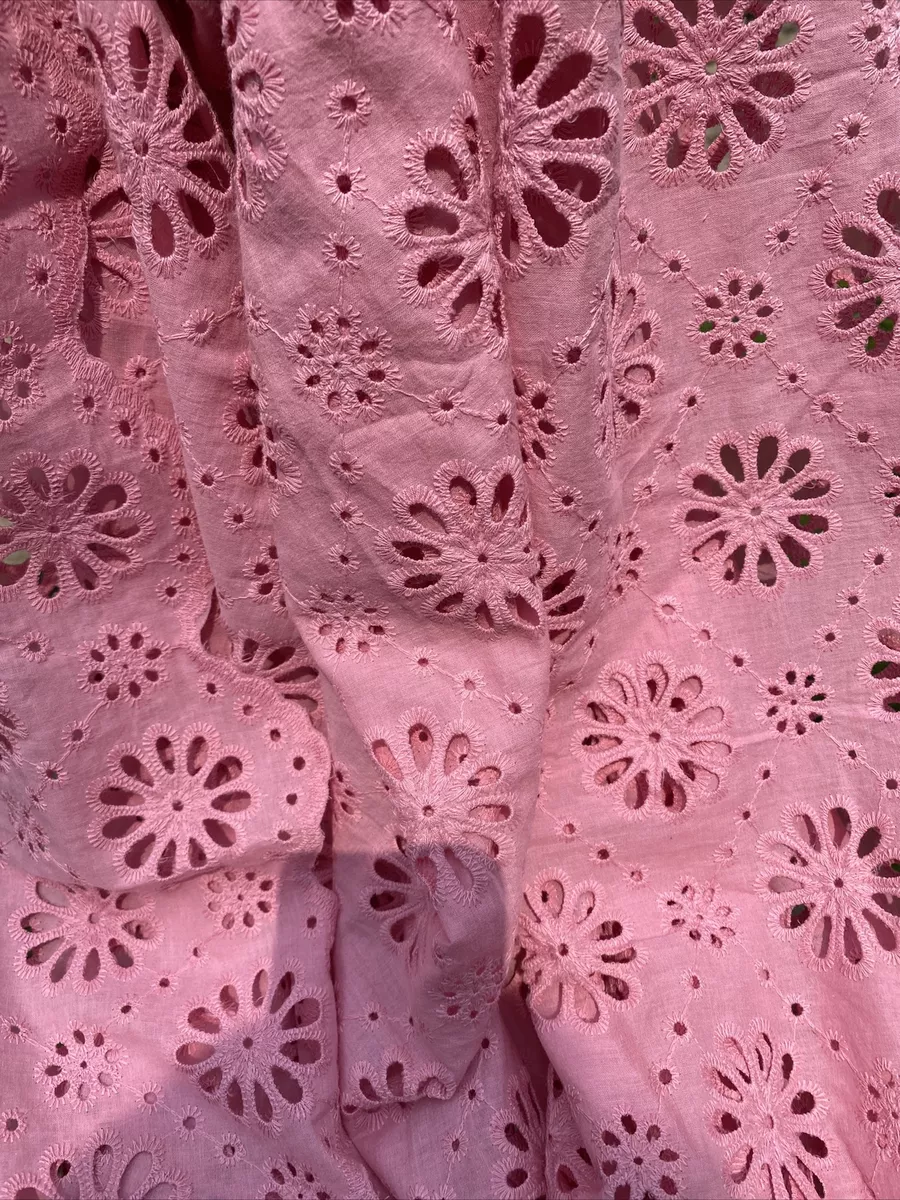 100 Cotton embroidered Floral eyelet fabric Scalloped Edge By