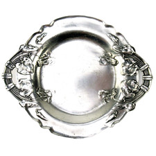 Jugendstil Zinn Teller / Schalle signiert ACHILLE GAMBA Art Nouveau Pewter Dish