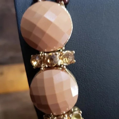 Costume Jewelry Necklace - Brown and Sparkles- Statement - up to 18 inches - Picture 4 of 6