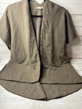 Grade & Gather Womens Small/Medium Brown Cardigan Open Short Sleeve Pockets