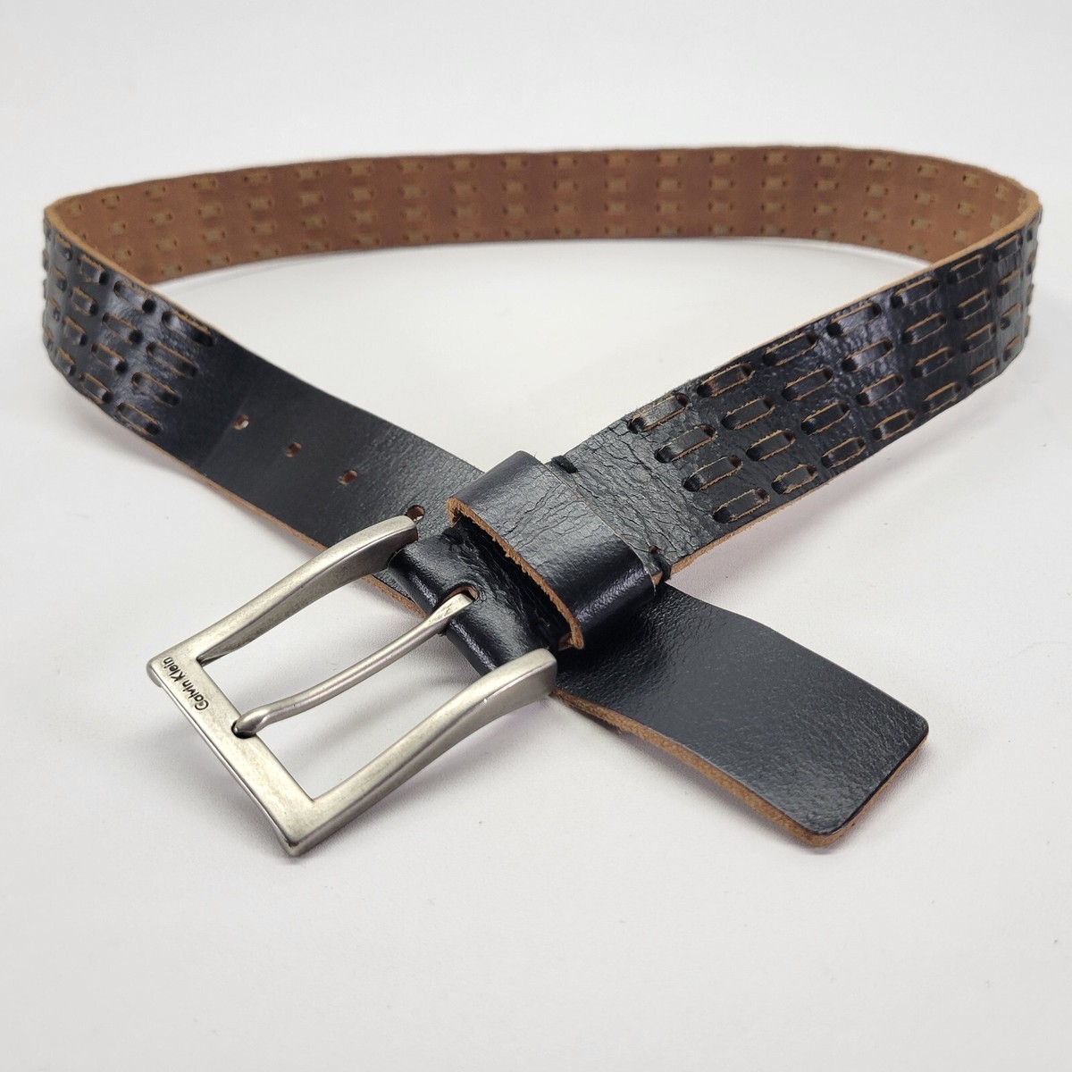 Calvin Klein Genuine Leather Black Belt Size S Calvin Klein Men Belt Warmth PB 4.0 cm Leather, Black (Ck  main image 4