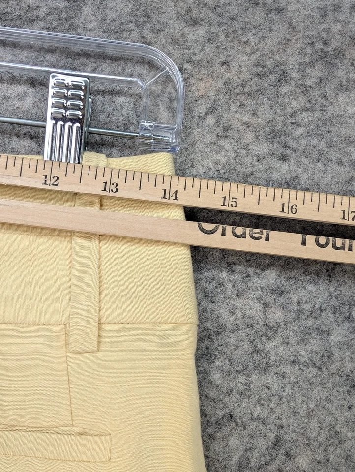 Body By Victoria Pants Womens 2 Yellow Button Fly Linen Blend High Rise Cuffed - Image 4 of 4