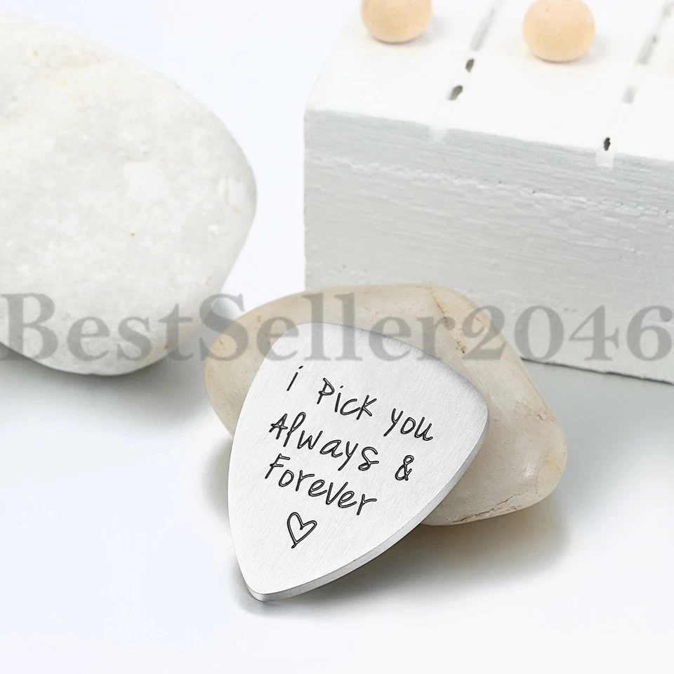 i pick you always & forever Stainless Steel Guitar Pick Gift for Musician Boy - Image 3 of 4