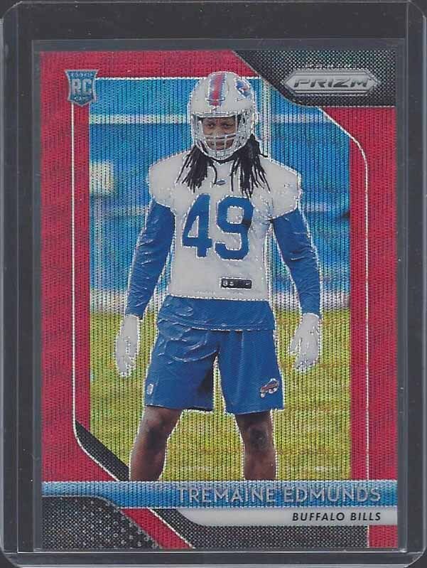 TREMAINE EDMUNDS 2018 PANINI PRIZM RUBY RED WAVE ROOKIE PRIZMS RC #D 80/149