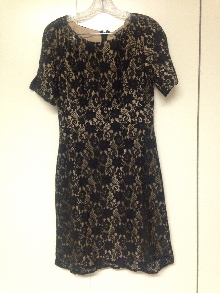 abs black lace dress ABS By Allen Schwartz Vintage Y2K Sheer Lace Pencil Dress Size P Black