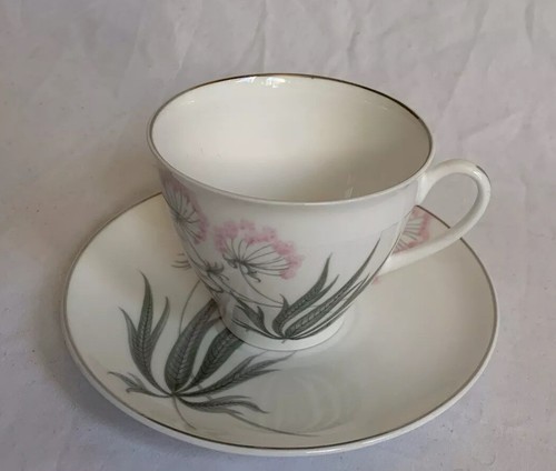 Vtg SHELLEY ENGLAND Pastoral Fine Bone China Footed Floral Cup & Saucer Set -C02 - Picture 2 of 7