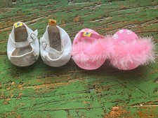 Build A Bear White Patent Leather Shoes  Pink Boa Flip Flops