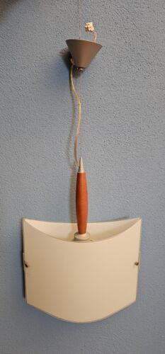 lampadario a sospensione moderno, con inserto in legno, cavo acciaio, 2 vetri - Foto 1 di 4