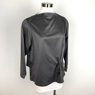 Miller et Bertaux France Pewter Sheen Tied Blouse Top Lagenlook Size 1 or US XL