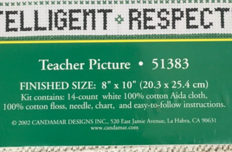 Kit de punto de cruz contado Candamar Designs imagen de maestro autobús escolar pizarra Foto 4 de 4