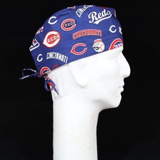 MLB Cincinnati Reds Logo on Navy Blue Theme Scrub Hat
