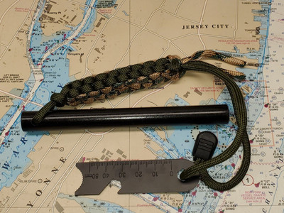 5'' x 1/2'' FERRO ROD FIRE STARTER WITH PARACORD LANYARD SURVIVAL STRIKER, NEW