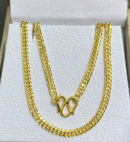 24k Solid Gold Shiny Flat Link Chain 