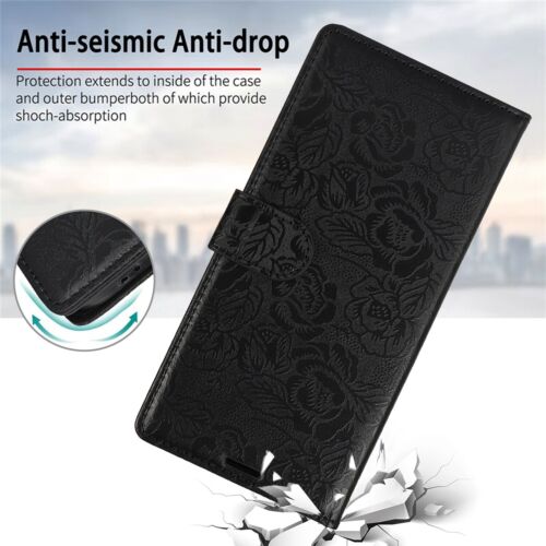 Floral Embossed Wallet Case For Samsung Galaxy S25 S24 S23 S22 S21 S20+ FE Ultra - Picture 10 of 57