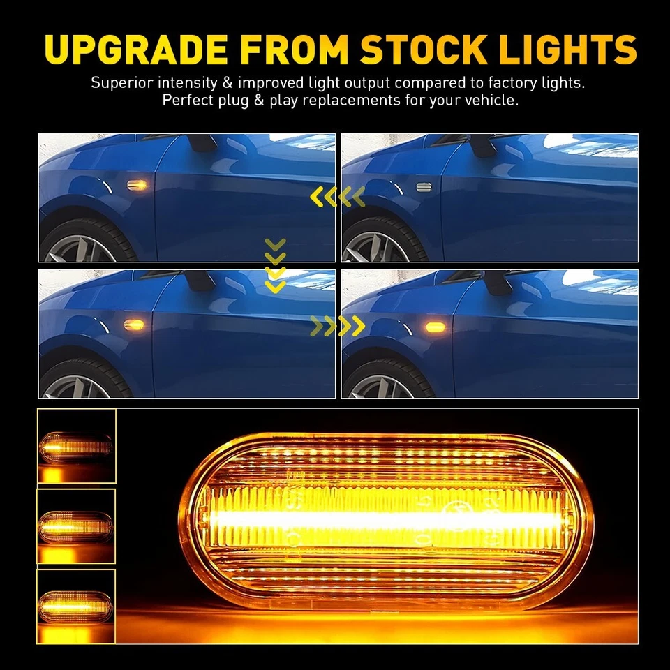 DYNAMIC LED SIDE MARKER FENDER TURN SIGNAL LIGHTS FOR VOLKSWAGEN MK4 GOLF  JETTA - Image 4 of 4