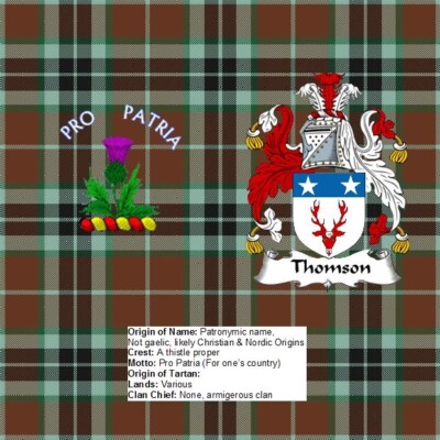 Scottish Clan Crest Thomson Rock Slate 14cm x 14cm Top Qualität Schiefer