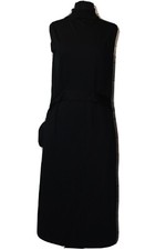 Prologue Black Mock Turtleneck Midi Dress Sleeveless tie Waist Rib Knit Size M