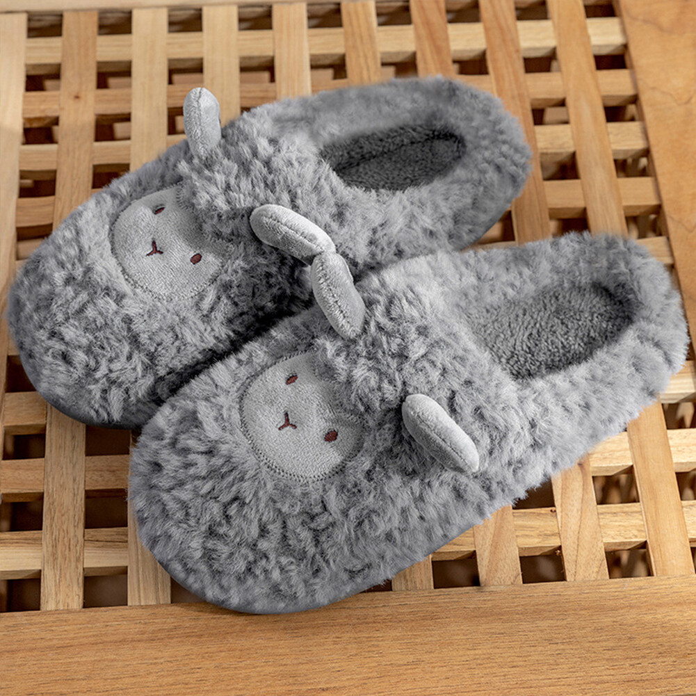 APL Plush Sheep Slippers Slip on Ho Shoes Soft Couple Slippers for Autumn Winter
