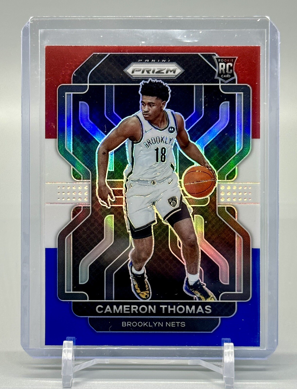 2021-22 Panini Prizm CAMERON THOMAS Red White Blue Prizm #297 RC Nets Rookie