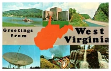 Greetings from West Virginia Points of Interest Multi-View Chrome Postcard