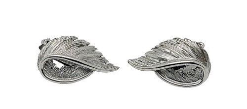 VINTAGE LISNER CLIP EARRINGS SILVERTONE FEATHER WINGS EXCELLENT - (WO-V-0246) - 第 1/4 張圖片