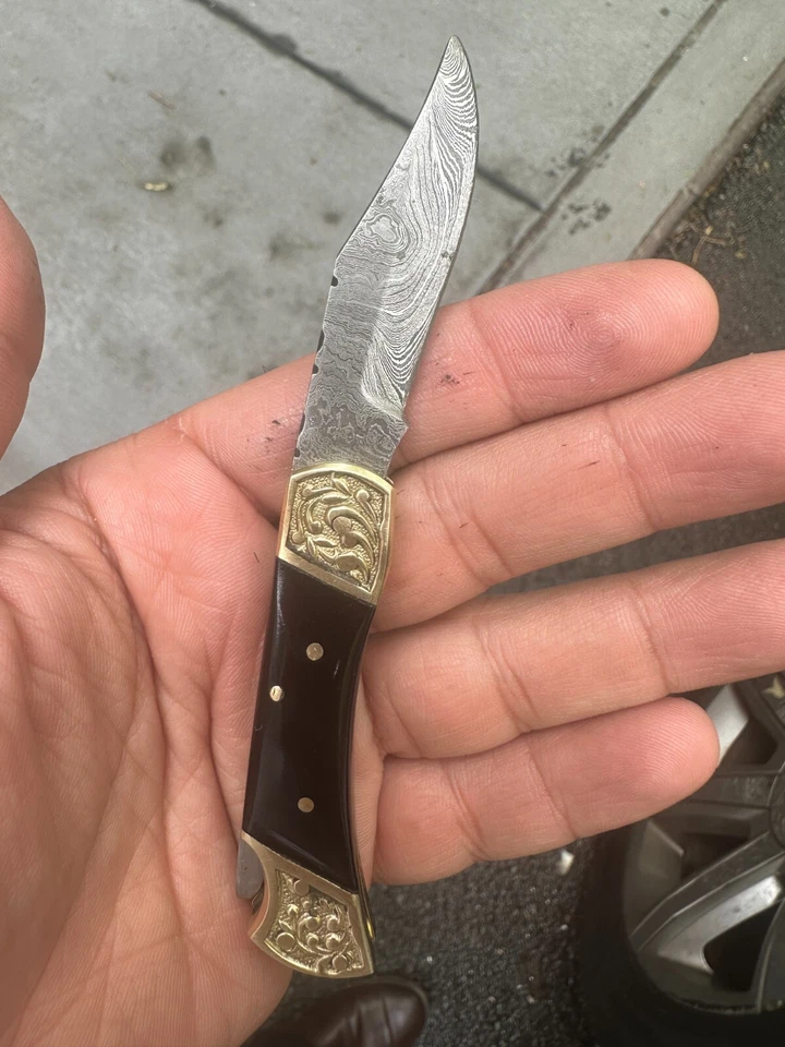 EDC FOLHING BLADE POCKET KNIFE DAMASCUS STEEL HUNTING CAMPING 246 - Image 2 of 4